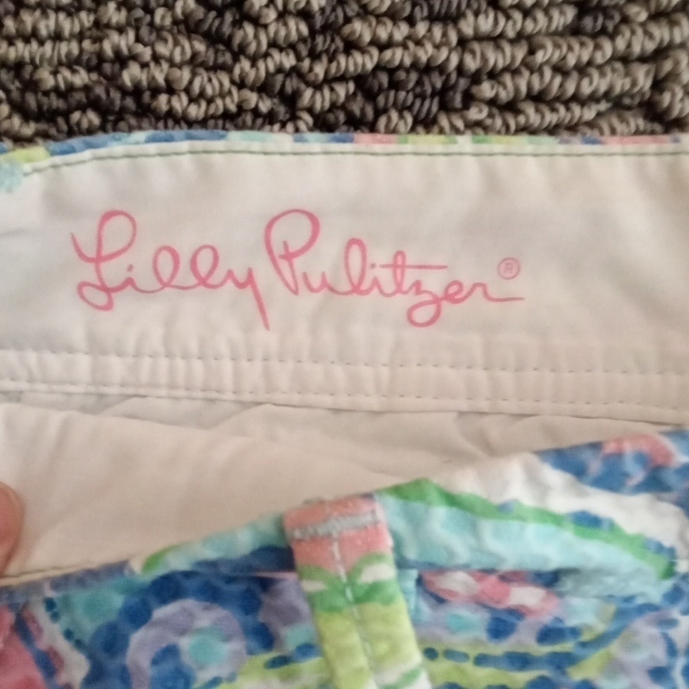 Lilly Pulitzer Blue and Green High Waist Shorts Callahan Vacation Womens Size 0 - Picture 4 of 9